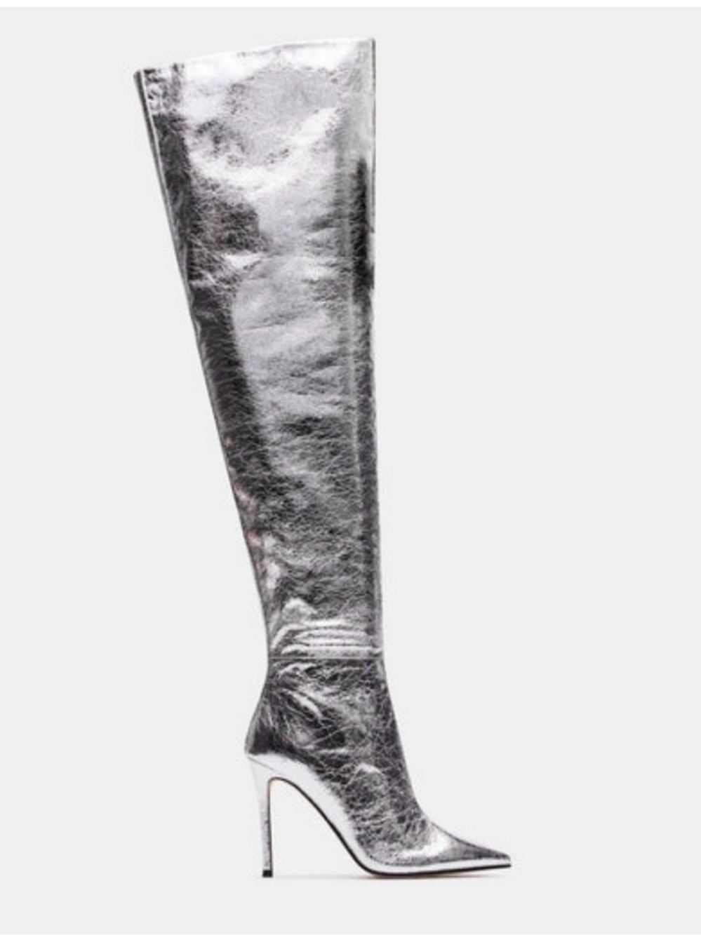 Steve Madden Metallic Silver Over-the-Knee Stiletto Boot